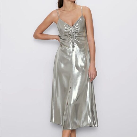 Zara Dresses & Skirts - Zara Metallic look dress size small